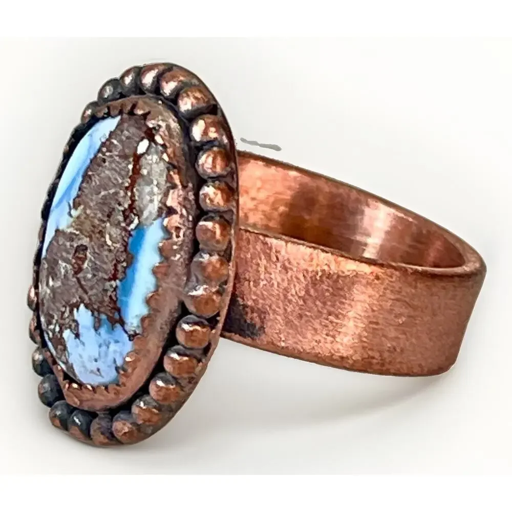Golden Hills Turquoise Copper Statement Ring Handmade USA Adjust Southwestern